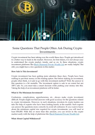 Some Questions That People Often Ask During Crypto Investments