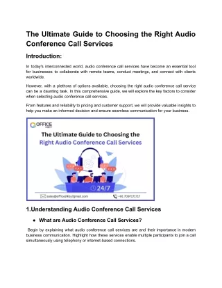 The Ultimate Guide to Choosing the Right Audio Conference Call Services