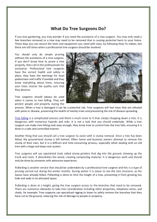 what do tree surgeons do