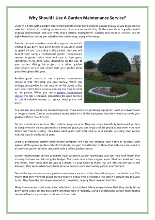 why should i use a garden maintenance service