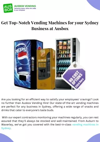Get Top-Notch Vending Machines for your Sydney Business at Ausbox