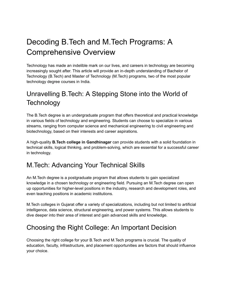 decoding b tech and m tech programs