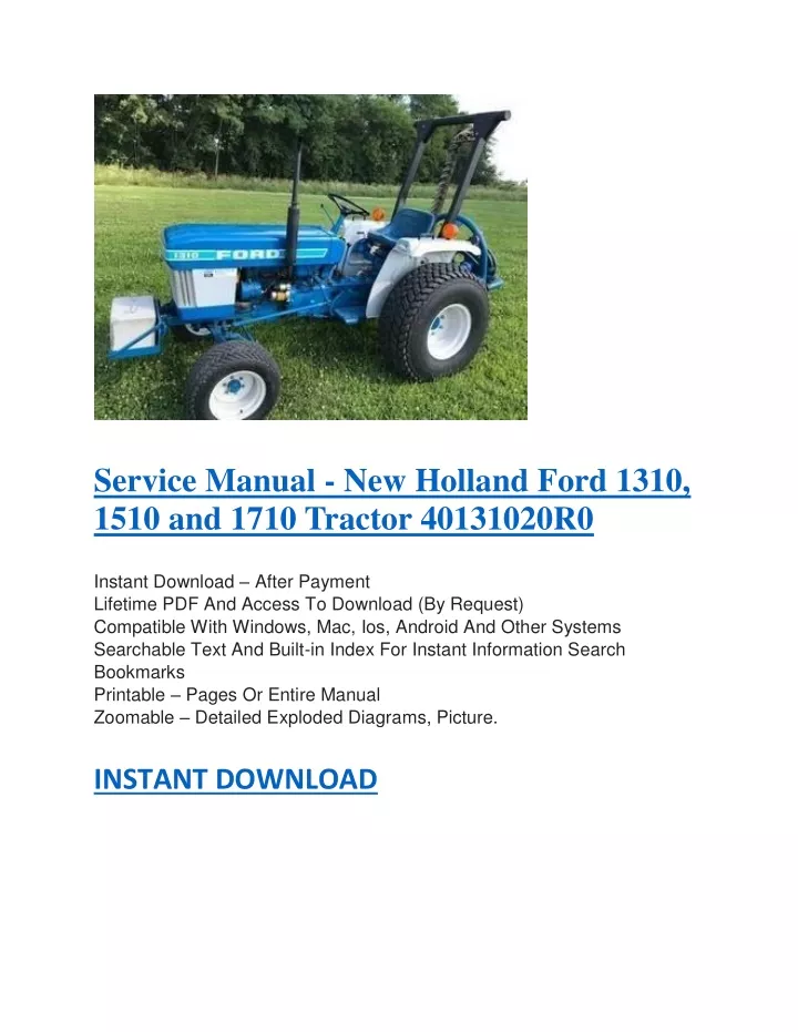 service manual new holland ford 1310 1510