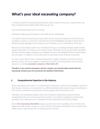 What’s your ideal excavating company