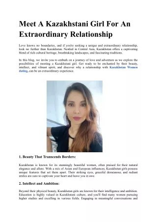 Meet A Kazakhstani Girl For An Extraordinary Relationship