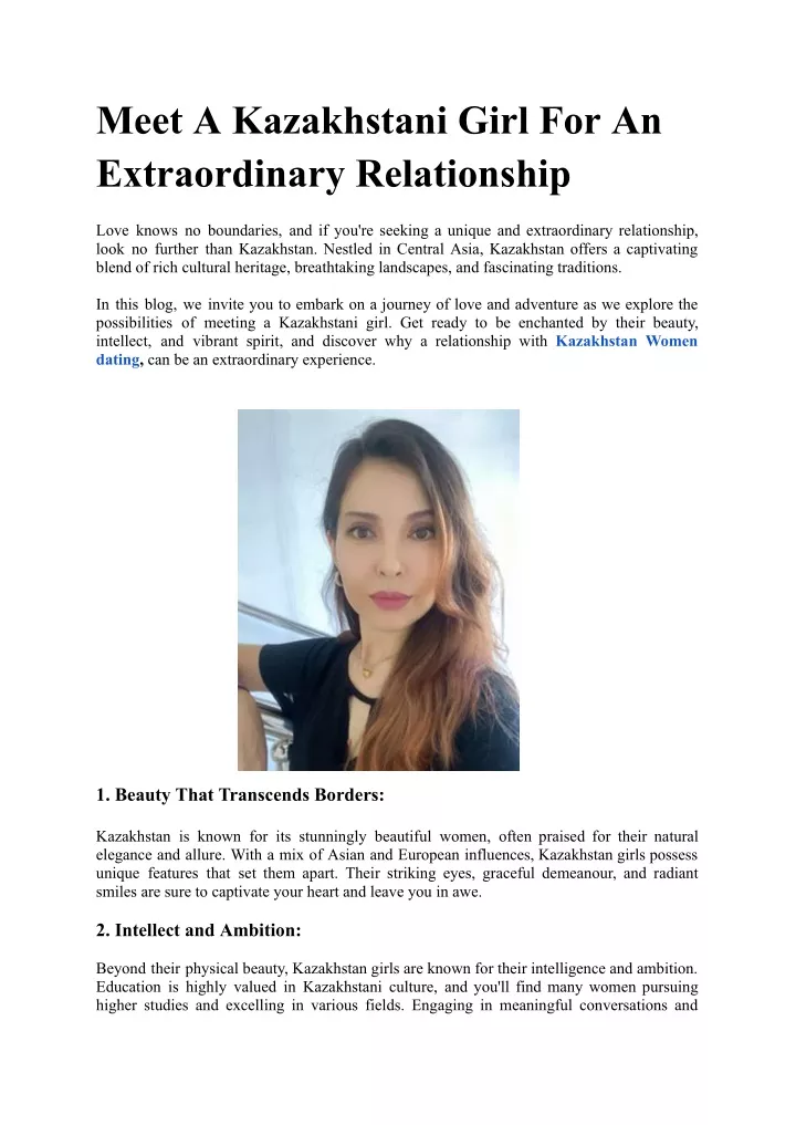 meet a kazakhstani girl for an extraordinary