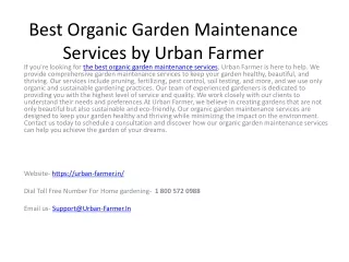 Best Organic Garden Maintenance Services by Urban Farmer