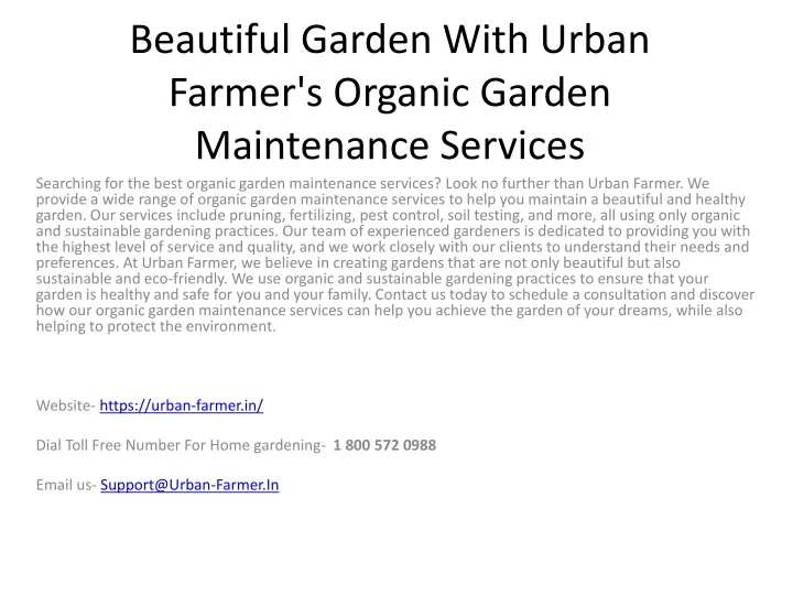 beautiful garden with urban farmer s organic garden maintenance services