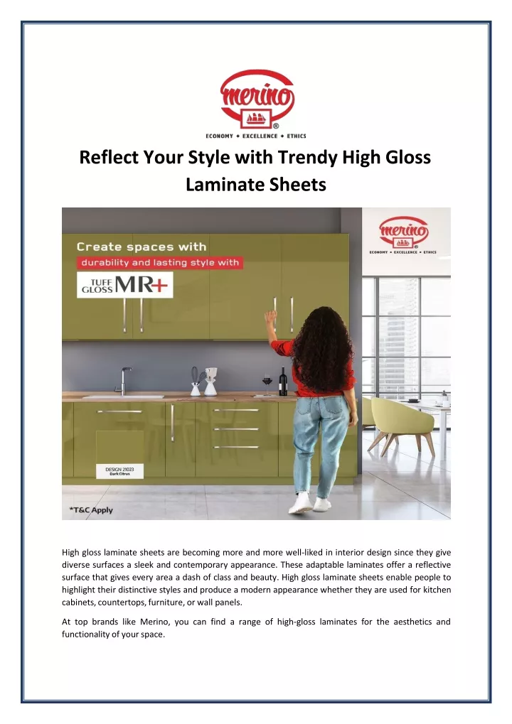 reflect your style with trendy high gloss laminate sheets