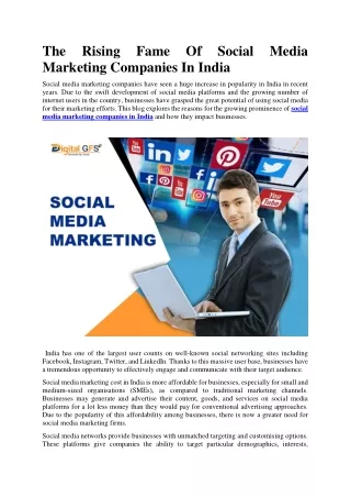 The Rising Fame Of Social Media Marketing Companies In India