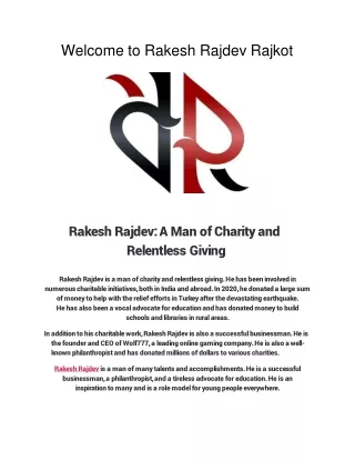 Rakesh Rajdev: A Man of Charity and Relentless Giving