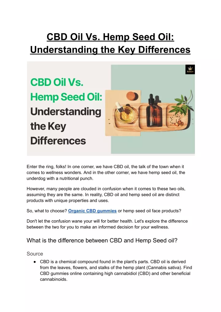cbd oil vs hemp seed oil understanding