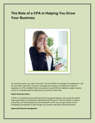 The Role of a CPA in Helping You Grow Your Business