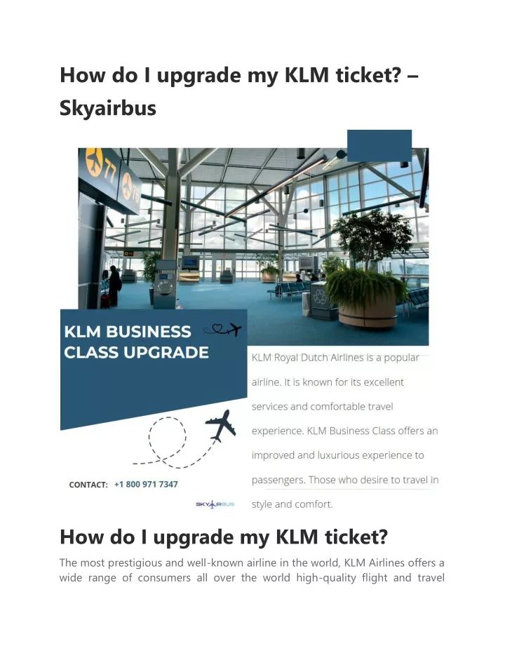 how do i upgrade my klm ticket skyairbus