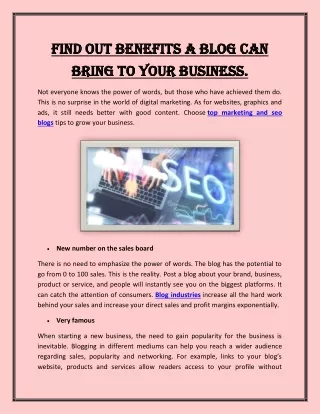 Find out benefits a blog can bring to your business