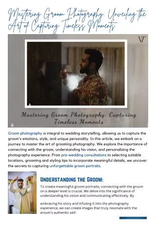 Mastering Groom Photography Unveiling the Art of Capturing Timeless Moments