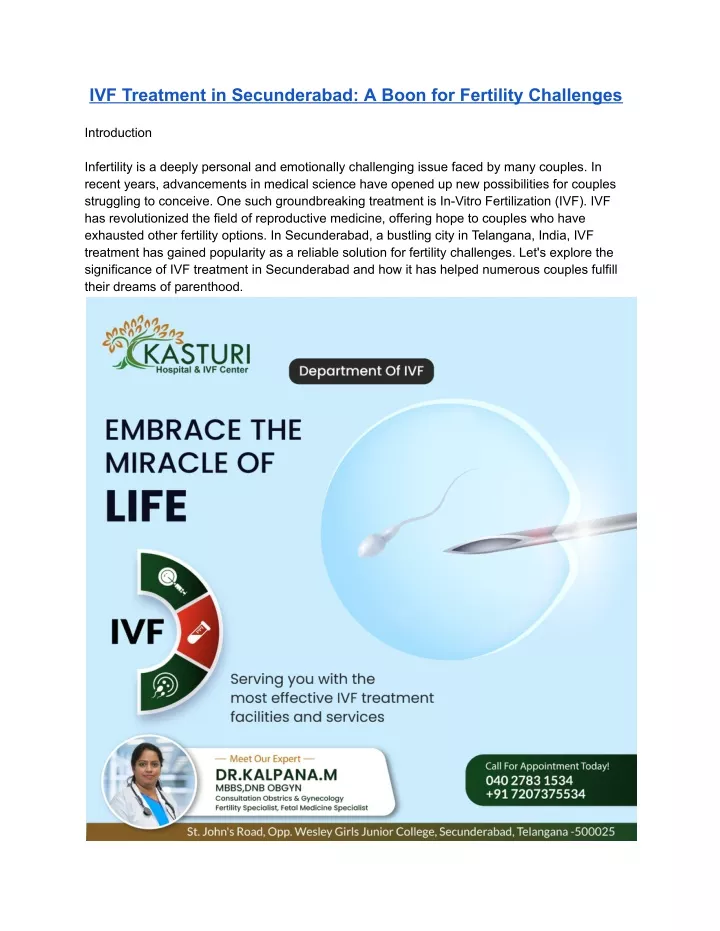 ivf treatment in secunderabad a boon