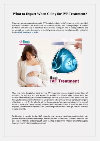 What to Expect When Going for IVF Treatment?