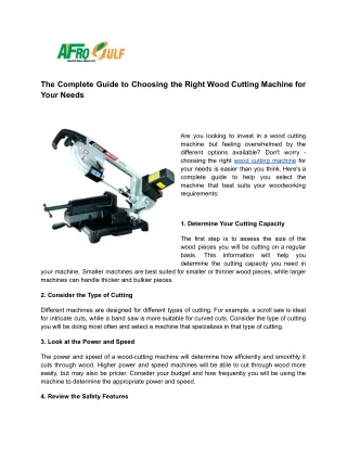 The Complete Guide to Choosing the Right Wood Cutting Machine for Your Needs
