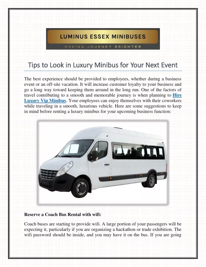 tips to look in luxury minibus for tips to look