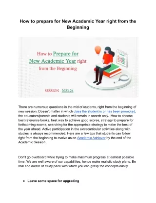 how to prepare for new academic year right from