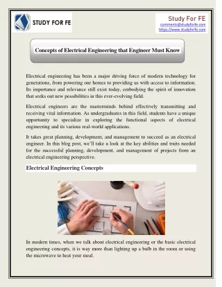 Concepts of Electrical Engineering that Engineers Must Know