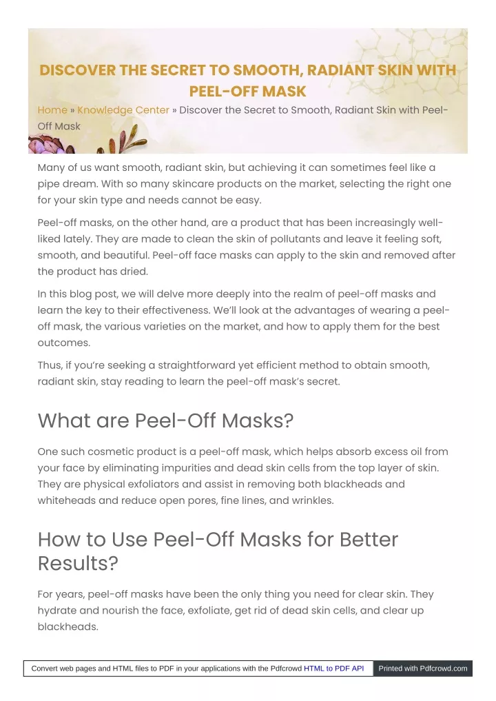 PPT - Discover the Secret to Smooth, Radiant Skin with Peel-Off Mask 