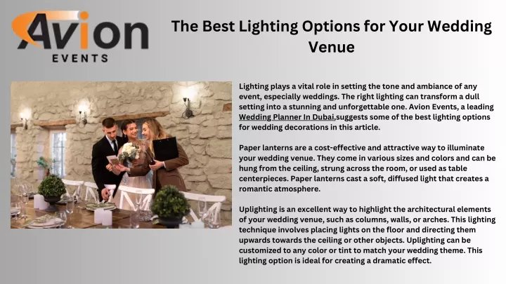 the best lighting options for your wedding venue