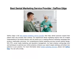 Best Dental Marketing Service Provider | Saffron Edge