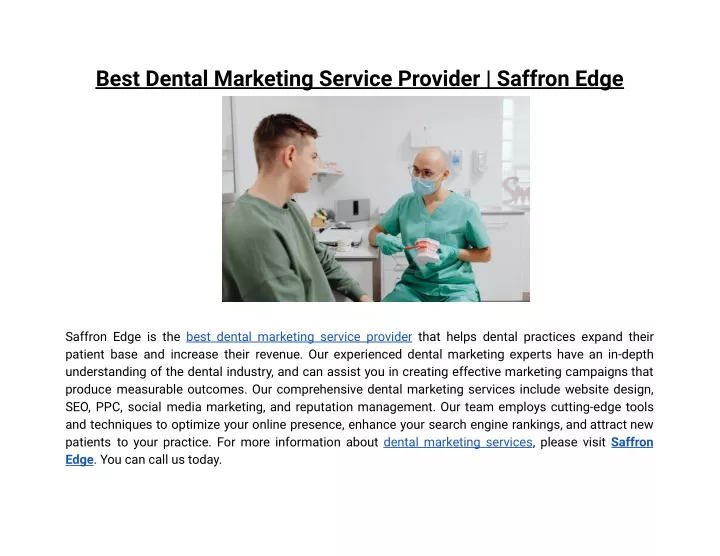 best dental marketing service provider saffron