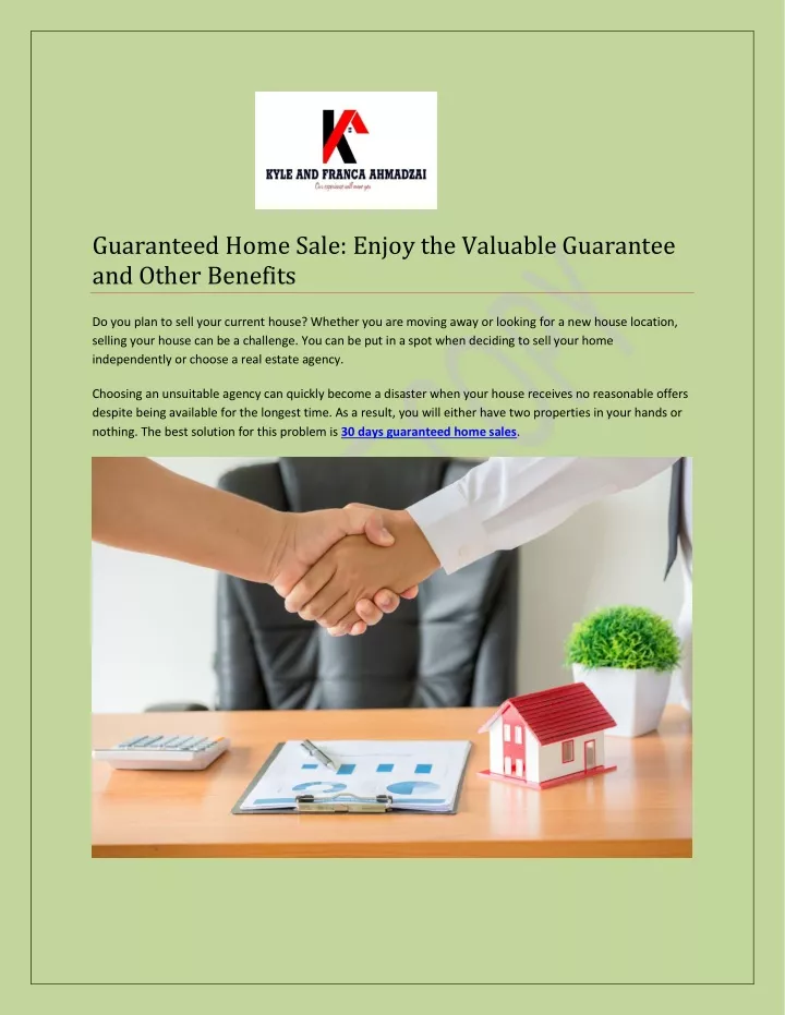 guaranteed home sale enjoy the valuable guarantee