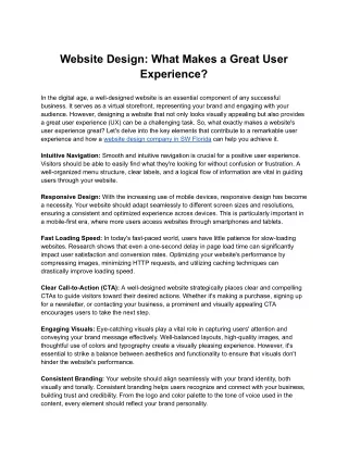 website design what makes a great user experience
