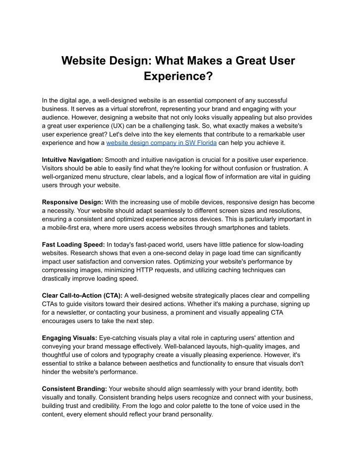 website design what makes a great user experience