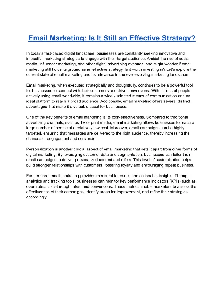 email marketing is it still an effective strategy