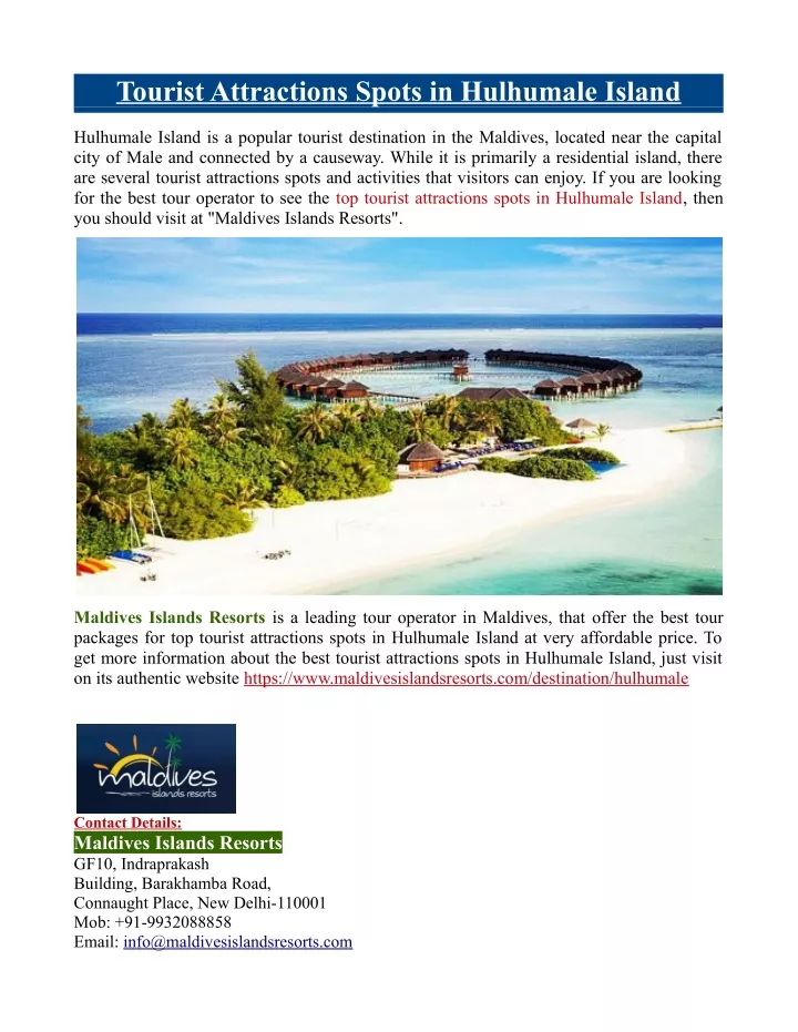 tourist attractions spots in hulhumale island