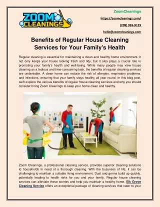 Benefits of Regular House Cleaning Services for Your Family's Health