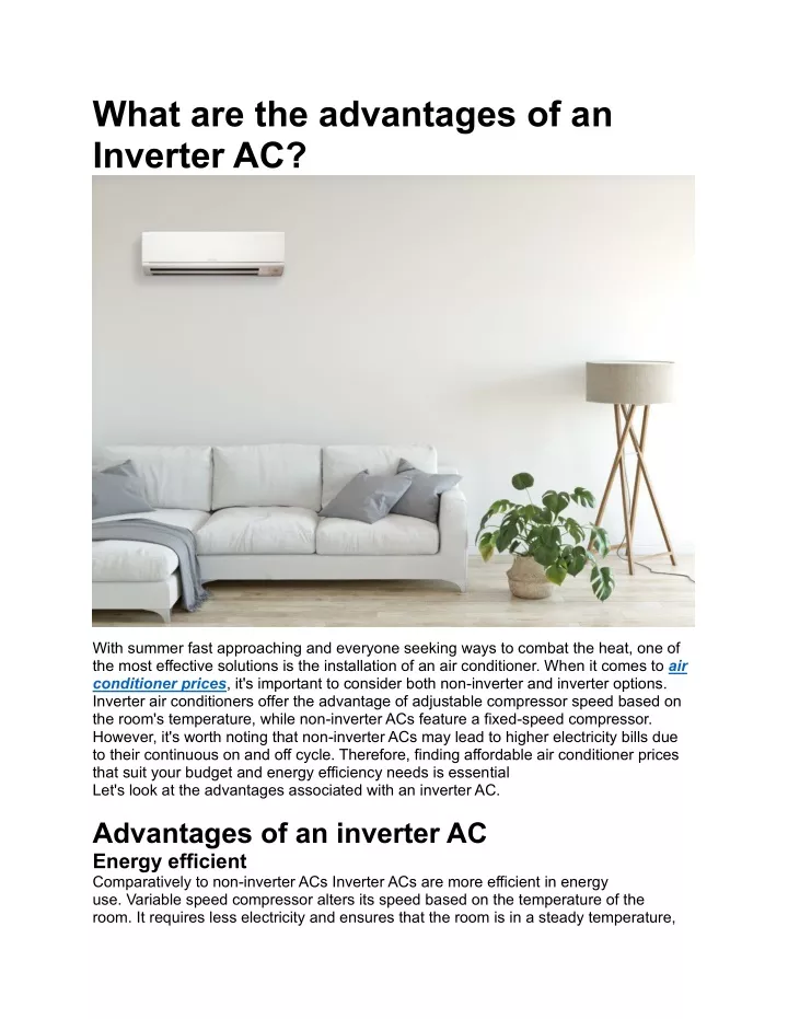 what are the advantages of an inverter ac