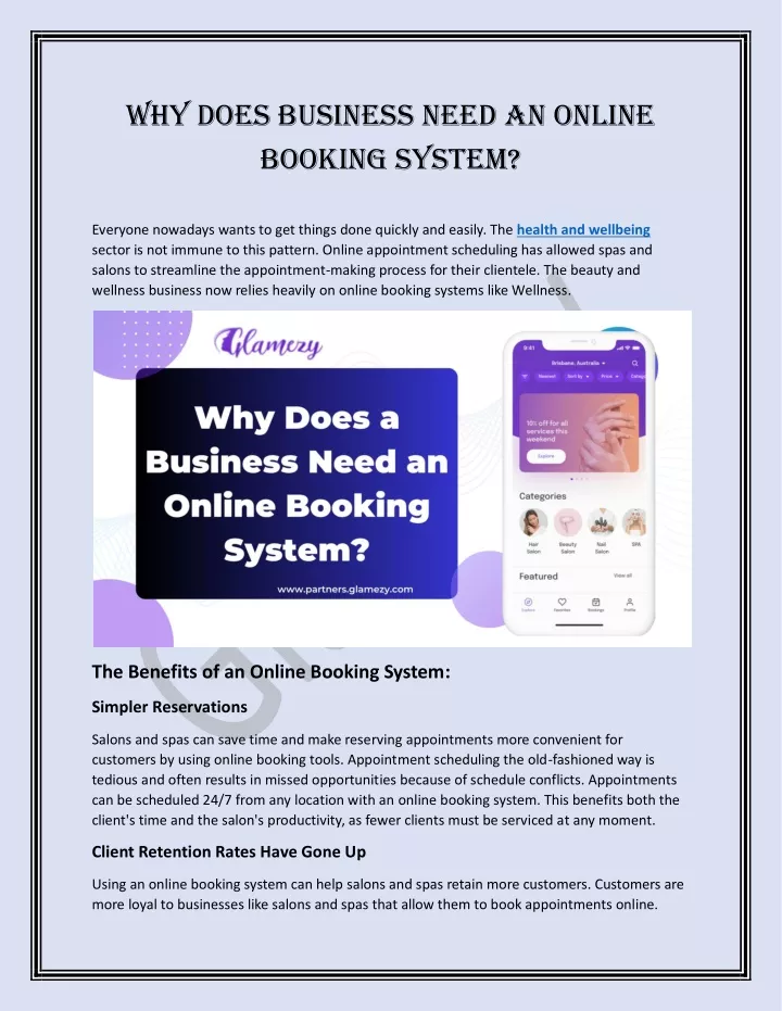 why does business need an online booking system