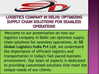 Logistics Company in Delhi Optimizing Supply Chain Solutions for Seamless Operations