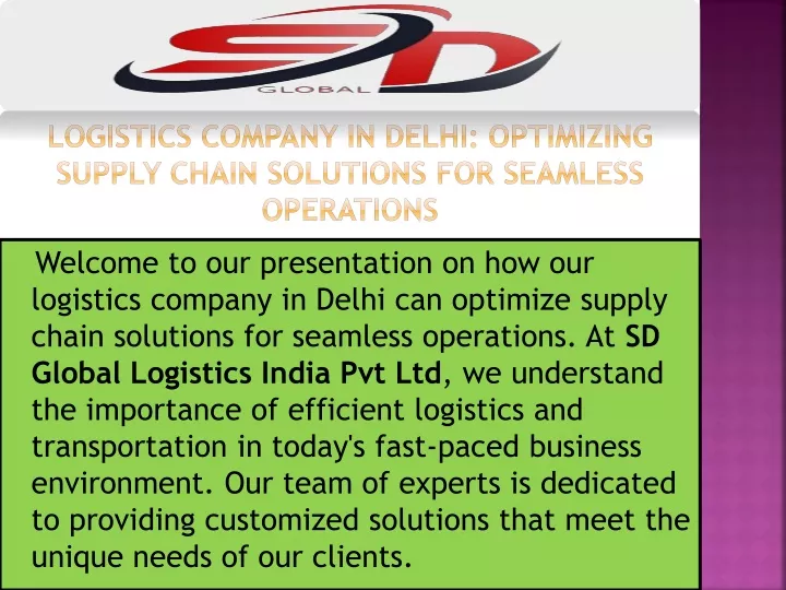 logistics company in delhi optimizing supply chain solutions for seamless operations