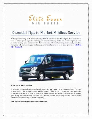 Essential Tips to Market Minibus Service