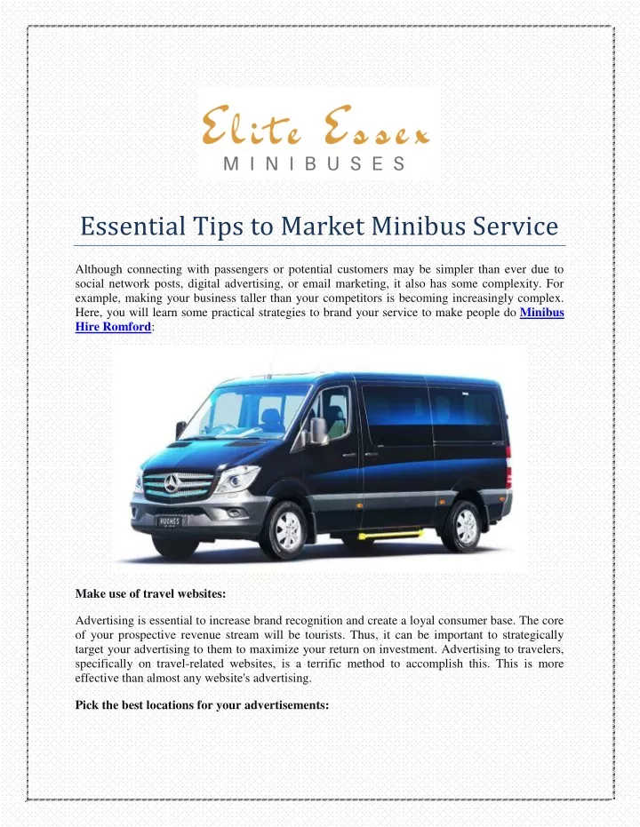 essential tips to market minibus service