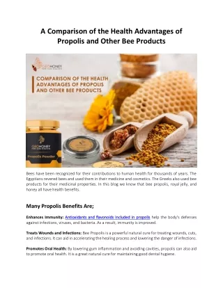a comparison of the health advantages of propolis