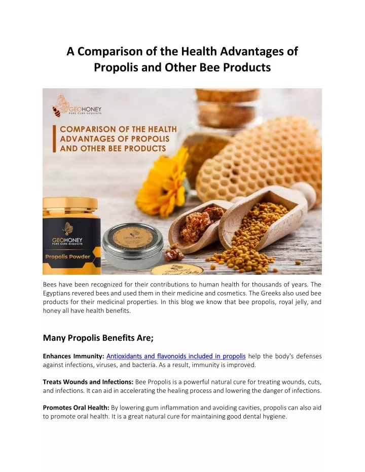 a comparison of the health advantages of propolis