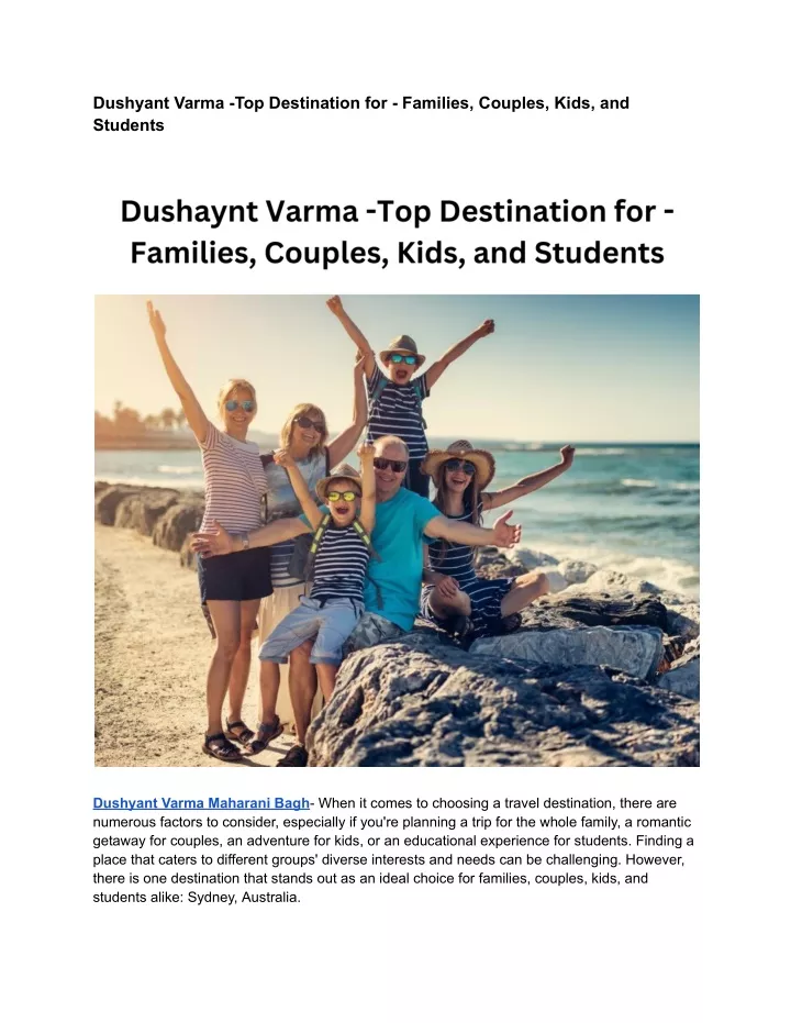 dushyant varma top destination for families
