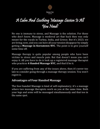 Try Four Hands Massage For A Relaxing Unforgettable Experience