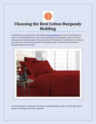 Choosing the Best Cotton Burgundy Bedding