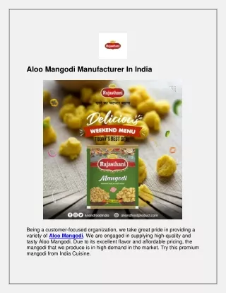 Aloo Mangodi Manufacturer In India