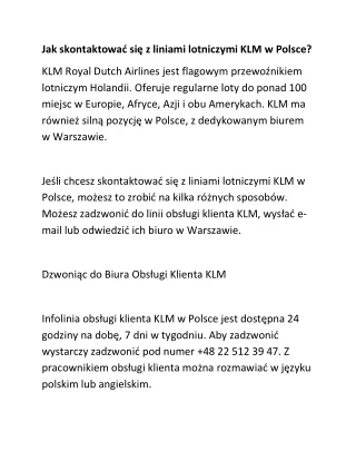 Jak skontaktować się z liniami lotniczymi KLM w Polsce