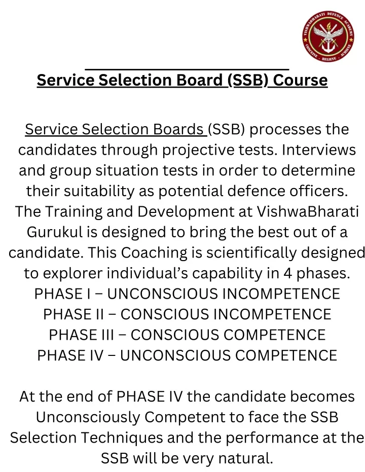 service selection board ssb course service